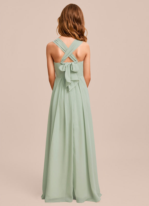 Robe Demoiselle D'Honneur Mousseline Ciel - gallery 4