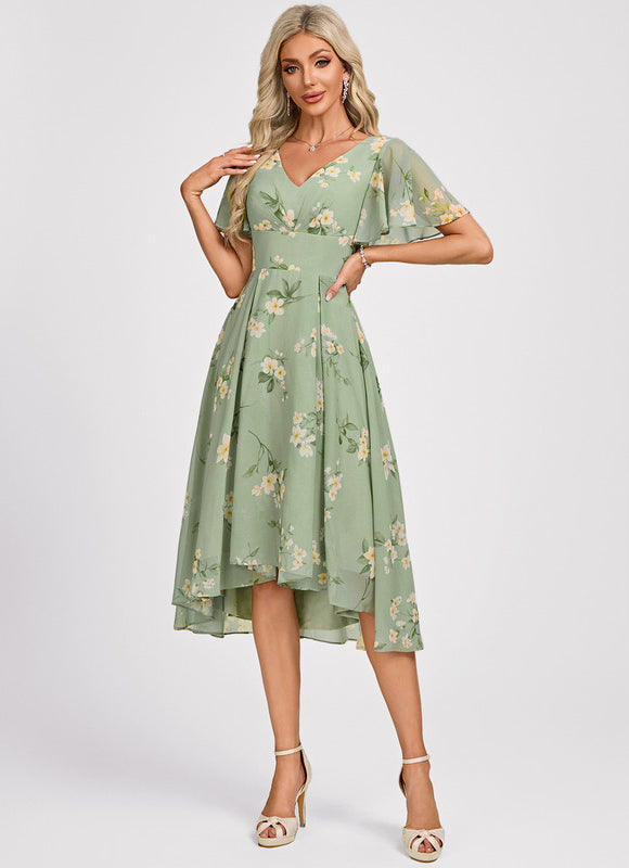 Robe Demoiselle D'Honneur Asymétrique Fluide - gallery 2