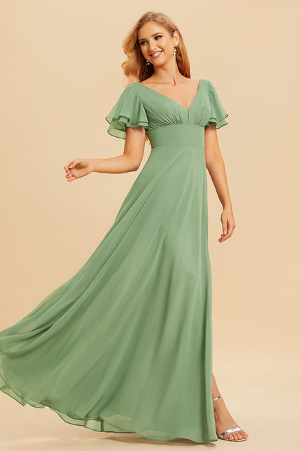 Robe Demoiselle D'Honneur À Volants Rose Pâle - gallery 2