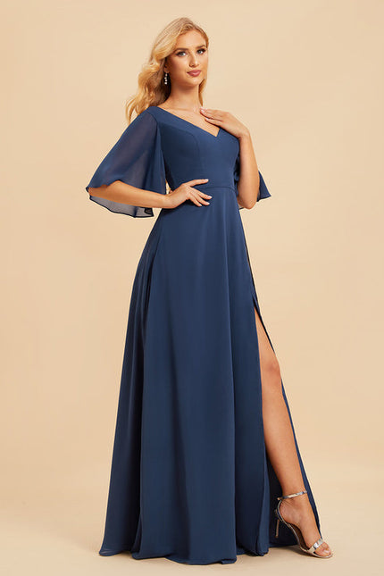 Robe Demoiselle D'Honneur Mousseline Beige - gallery 3