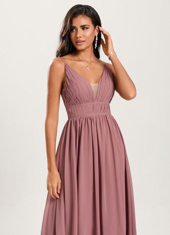 Robe Demoiselle D'Honneur À Volants Rose Pâle - gallery 1