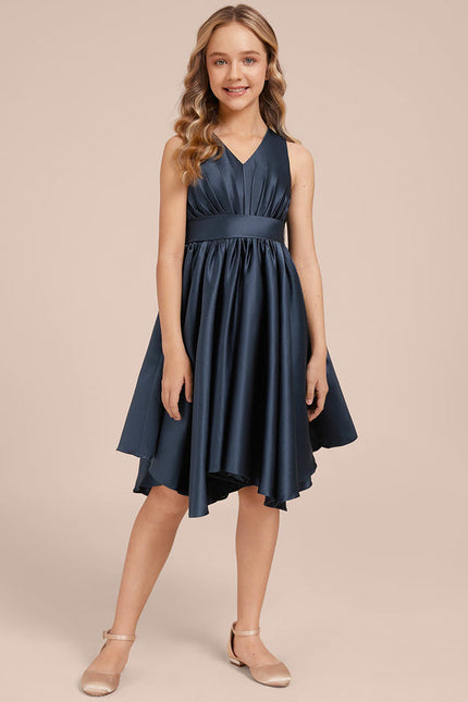 Robe Demoiselle D'Honneur Asymétrique Marine - gallery 1