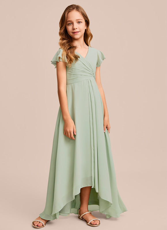 Robe Demoiselle D'Honneur Ailée Vert Pastel - gallery 2