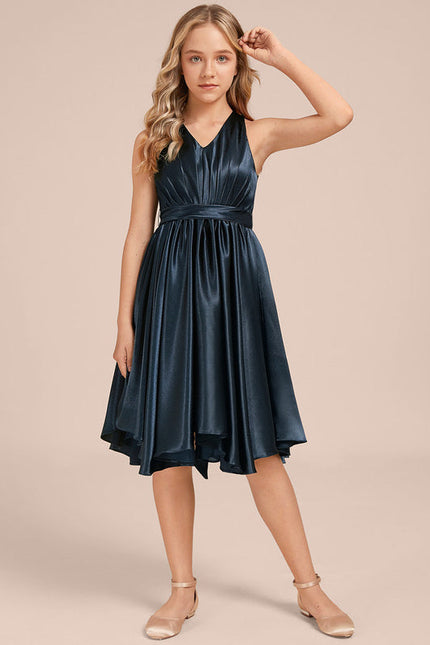 Robe Demoiselle D'Honneur Satin Ciel Ajustée - gallery 5