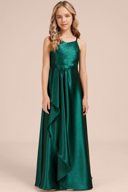 Robe Demoiselle D'Honneur Satin Émeraude Chic - gallery 1