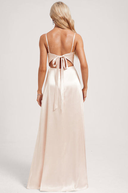 Robe Longue Demoiselle D'Honneur Rose Poudré - gallery 1