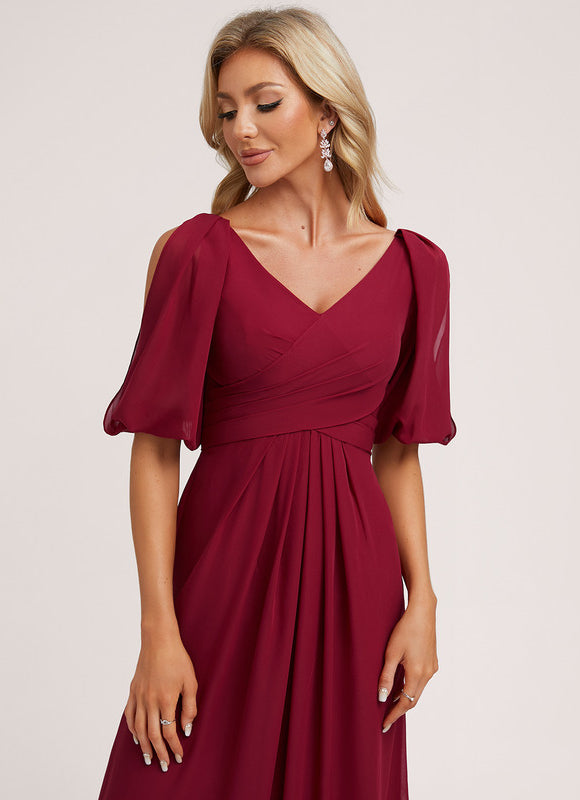 Robe Demoiselle D'Honneur Mousseline Beige - gallery 5