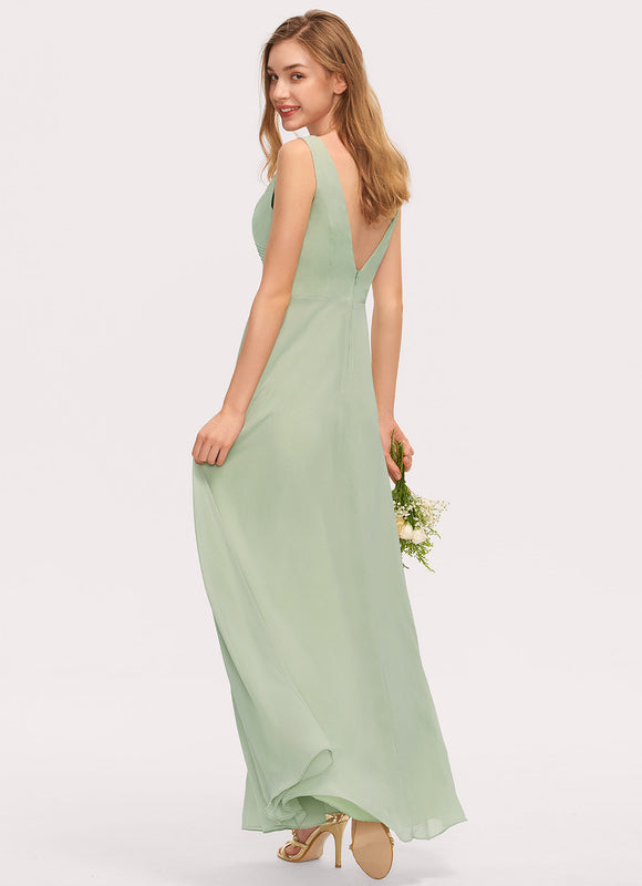 Robe Demoiselle D'Honneur À Volants Rose Pâle - gallery 7