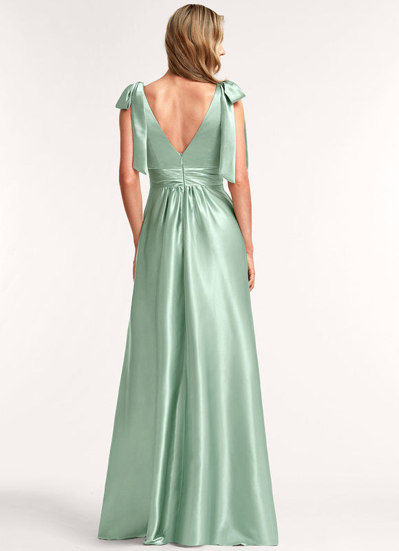 Robe Longue Demoiselle D'Honneur Rose Poudré - gallery 5