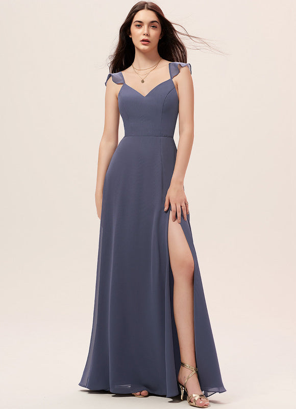 Robe Demoiselle D'Honneur Mousseline Beige - gallery 1