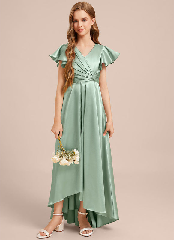 Robe Demoiselle D'Honneur Satin Ciel Ajustée