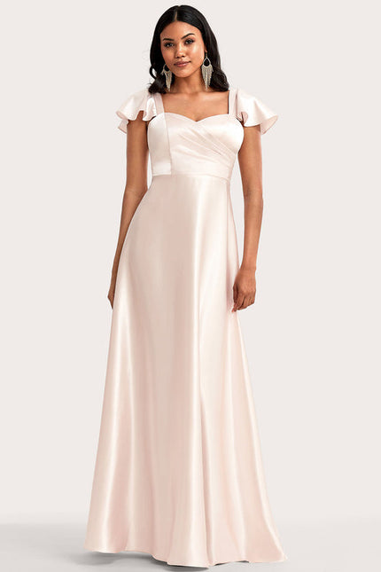 Robe Longue Demoiselle D'Honneur Rose Poudré - gallery 1