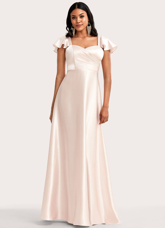 Robe Longue Demoiselle D'Honneur Rose Poudré - gallery 1