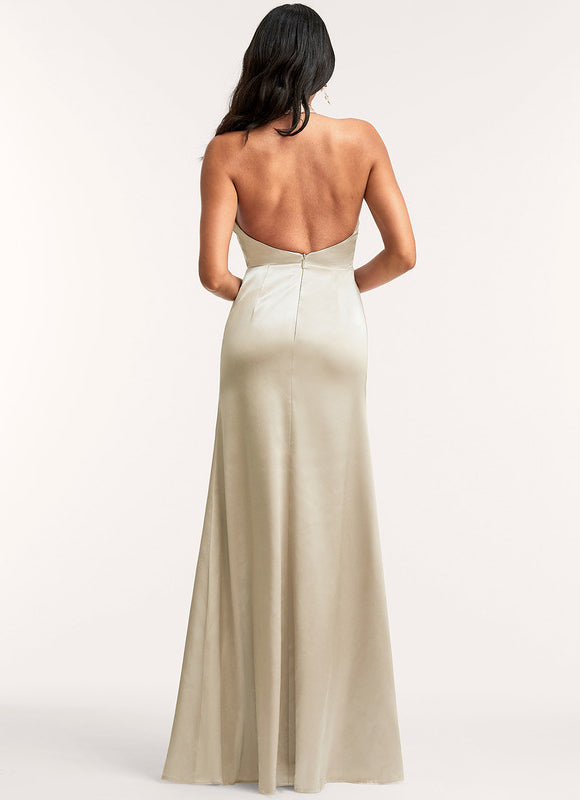 Robe Demoiselle D'Honneur Satin Bleu Nuit - gallery 4