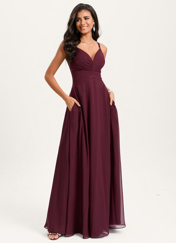 Robe Demoiselle D'Honneur Mousseline Beige - gallery 2