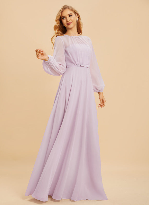 Robe Demoiselle D'Honneur Mousseline Lila - gallery 2