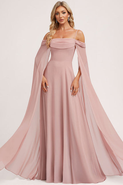 Robe Demoiselle D'Honneur Col Carré Flottante