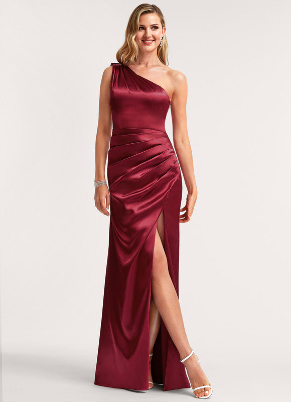 Robe Demoiselle D'Honneur Satin Bordeaux Chic - gallery 2