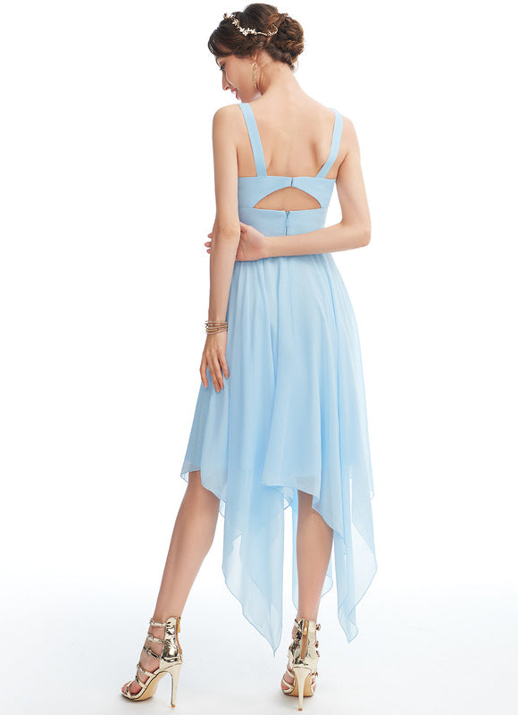 Robe Demoiselle D'Honneur Asymétrique Fluide - gallery 2