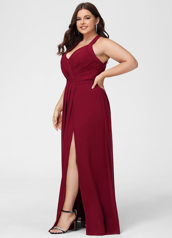 Robe Demoiselle D'Honneur Mousseline Beige - gallery 6