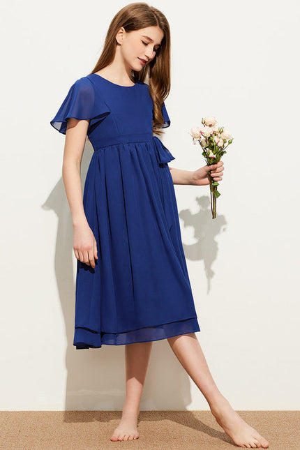 Robe Demoiselle D'Honneur Bleu Flottant