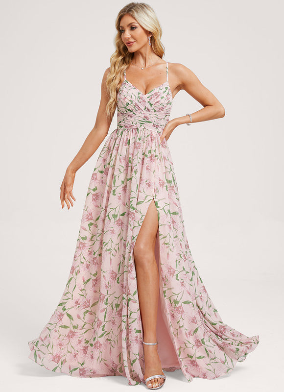 Robe Demoiselle D'Honneur Mousseline Beige