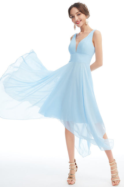 Robe Demoiselle D'Honneur Asymétrique Fluide - gallery 3