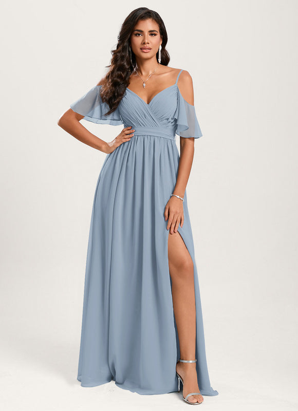 Robe Demoiselle D'Honneur Fluide Ciel - gallery 1