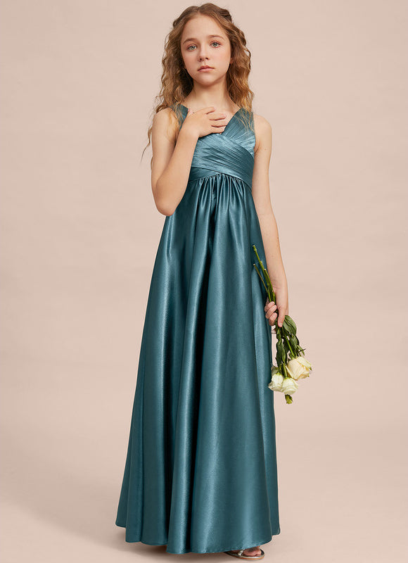 Robe Demoiselle D'Honneur Satin Émeraude Chic - gallery 1