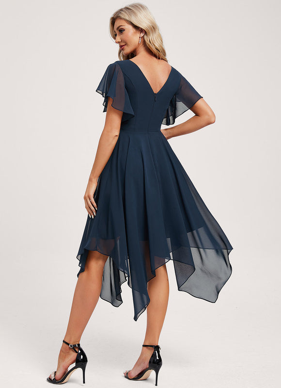 Robe Demoiselle D'Honneur Asymétrique Fluide - gallery 4