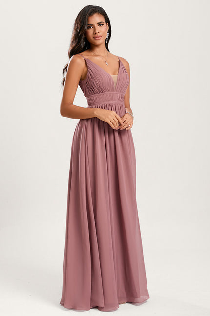 Robe Demoiselle D'Honneur À Volants Rose Pâle - gallery 2