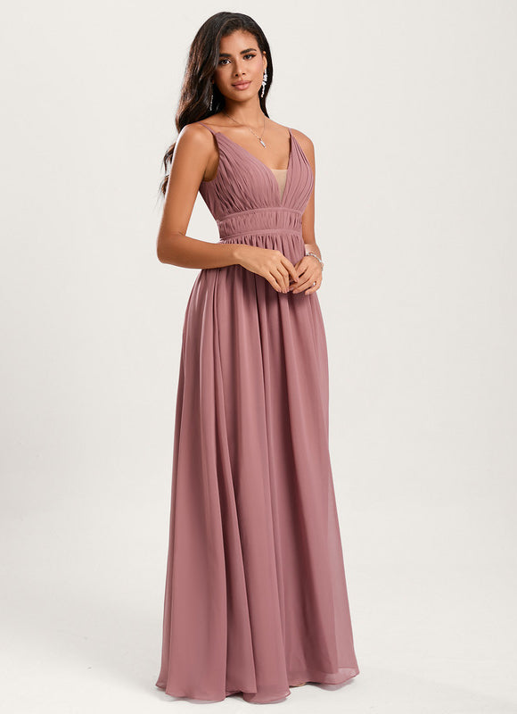 Robe Demoiselle D'Honneur À Volants Rose Pâle - gallery 2