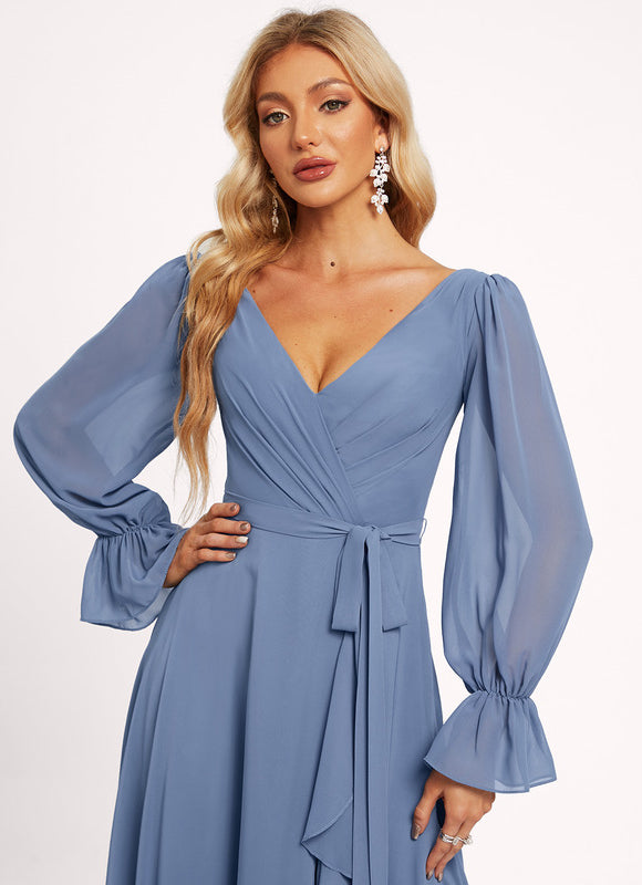 Robe Demoiselle D'Honneur À Volants Rose Pâle - gallery 4