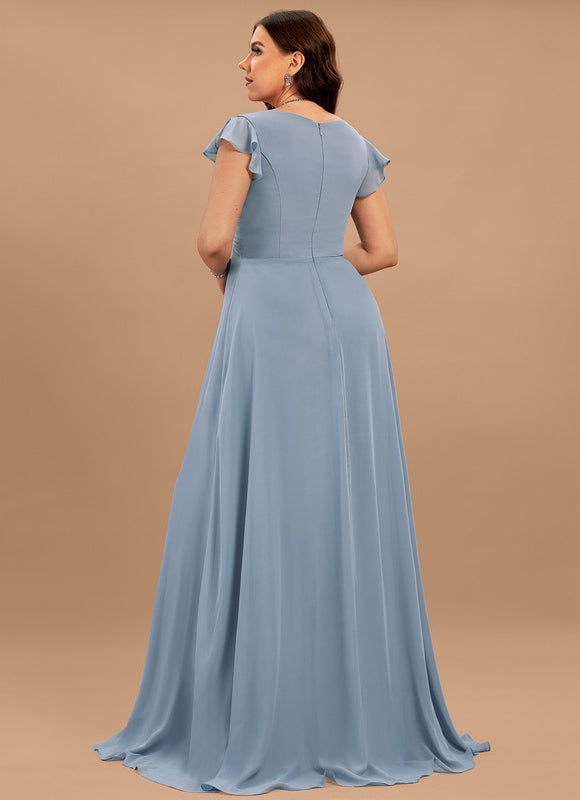 Robe Demoiselle D'Honneur À Volants Rose Pâle - gallery 8