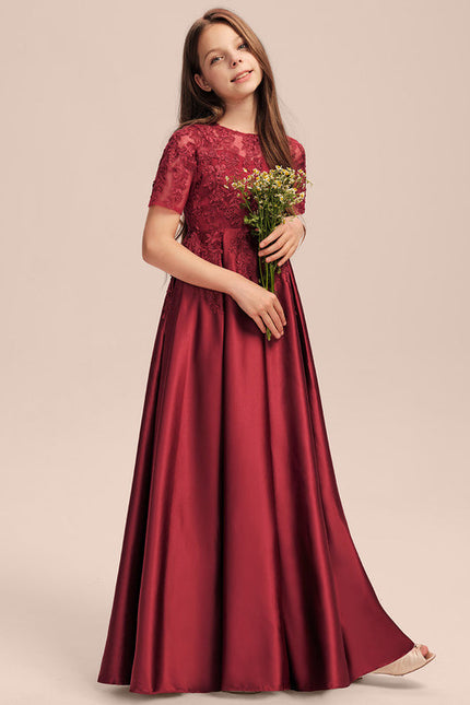 Robe Demoiselle D'Honneur Rouge Satiné - gallery 1