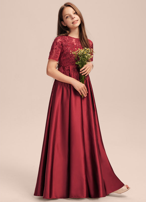 Robe Demoiselle D'Honneur Rouge Satiné - gallery 1