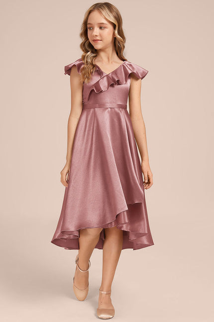 Robe Demoiselle D'Honneur Satin Ciel Ajustée - gallery 2