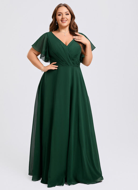 Robe Demoiselle D'Honneur À Volants Rose Pâle - gallery 8