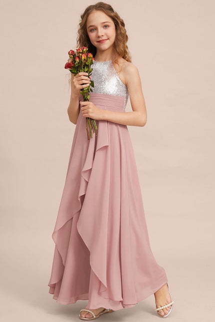 Robe Demoiselle D'Honneur Pailletée Rose - gallery 3