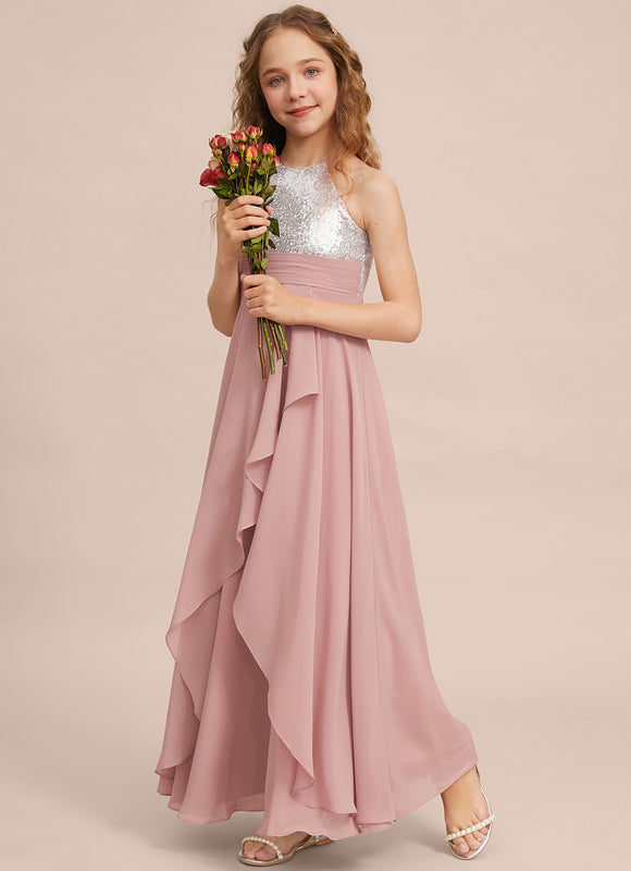 Robe Demoiselle D'Honneur Pailletée Rose - gallery 3