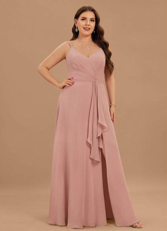 Robe Demoiselle D'Honneur À Volants Rose Pâle - gallery 6