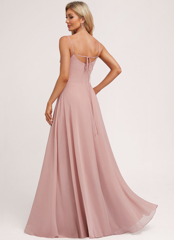 Robe Demoiselle D'Honneur Col Carré Flottante - gallery 1