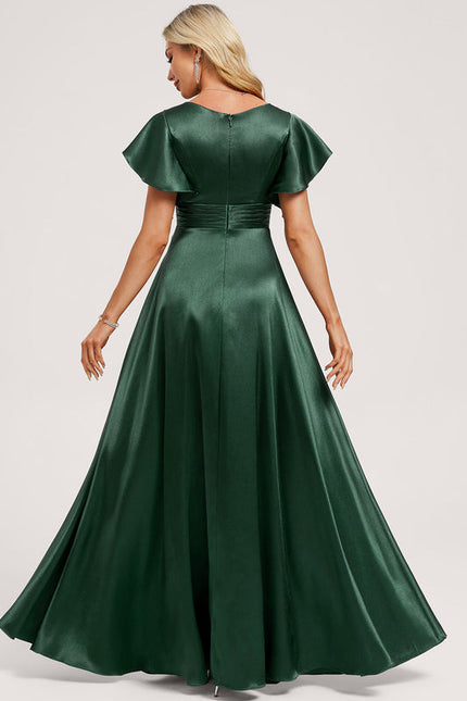 Robe Demoiselle D'Honneur Satin Vert Émeraude - gallery 4