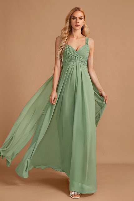 Robe Demoiselle D'Honneur À Volants Rose Pâle - gallery 4