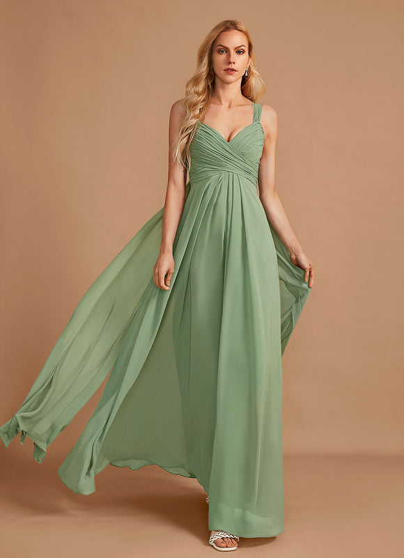 Robe Demoiselle D'Honneur À Volants Rose Pâle - gallery 4