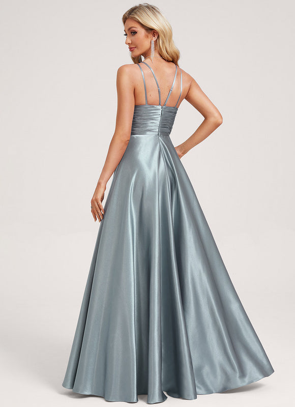 Robe Demoiselle D'Honneur Satin Bleu Nuit - gallery 4