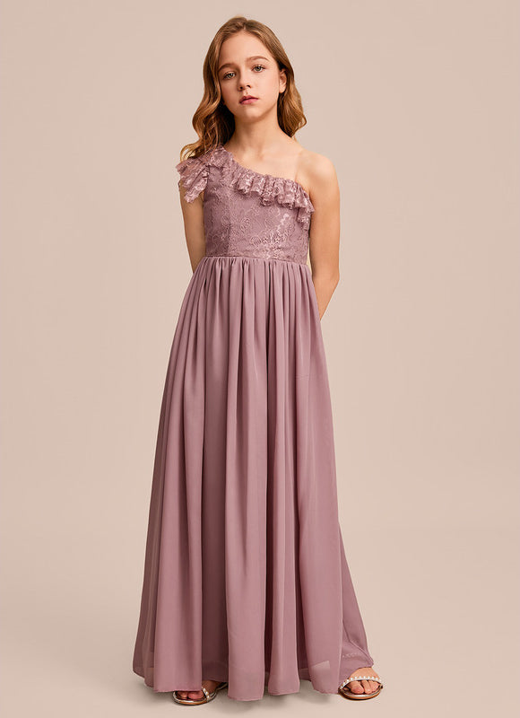 Robe Demoiselle D'Honneur Asymétrique Rose - gallery 4