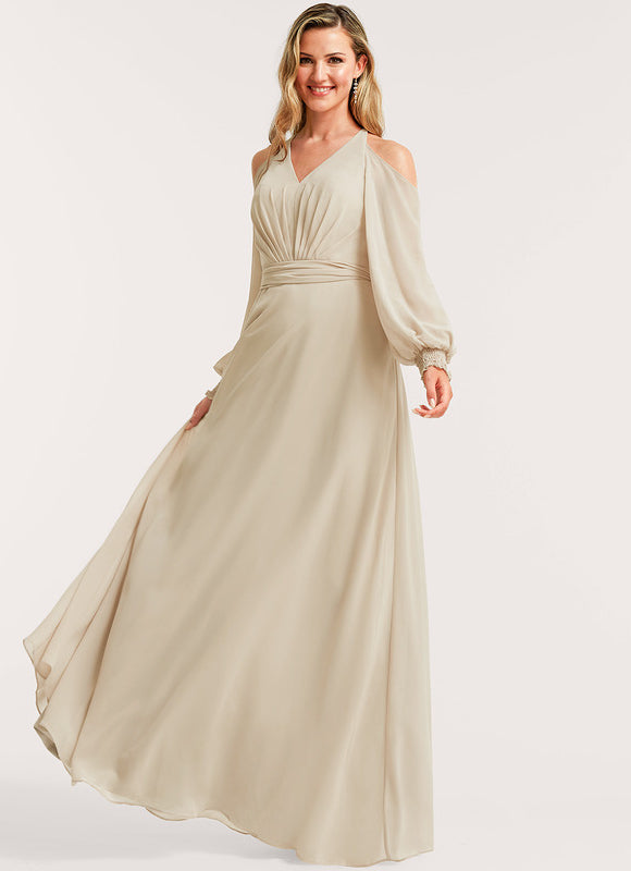 Robe Demoiselle D'Honneur Fluide Beige