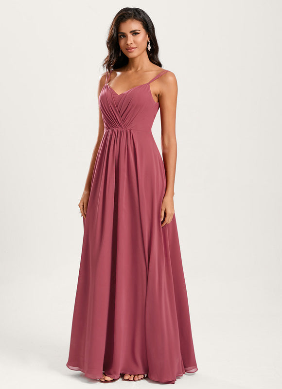 Robe Demoiselle D'Honneur À Volants Rose Pâle - gallery 3