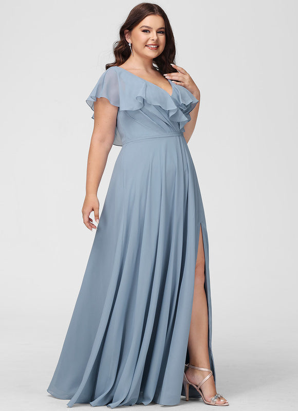 Robe Demoiselle D'Honneur Mousseline Beige - gallery 7